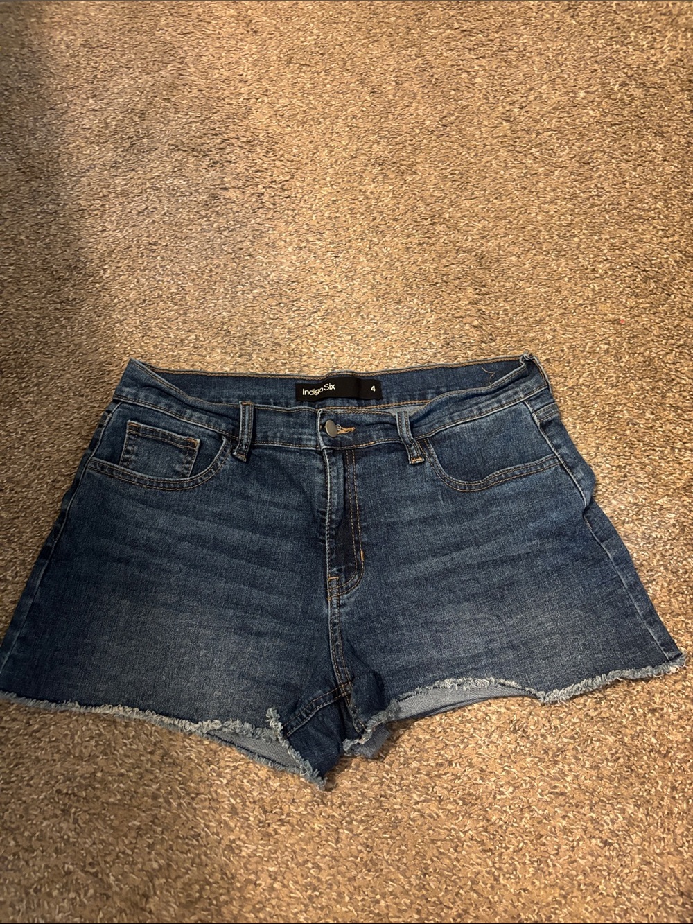 Indigo Raw Hem Blue Denim Jean Shorts